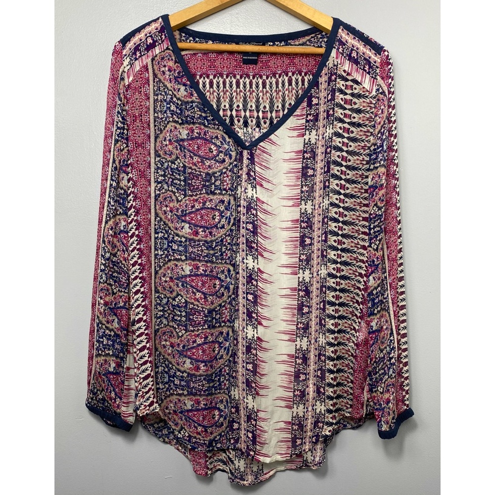 LUCKY BRAND Floral Sheer Lightweight Top